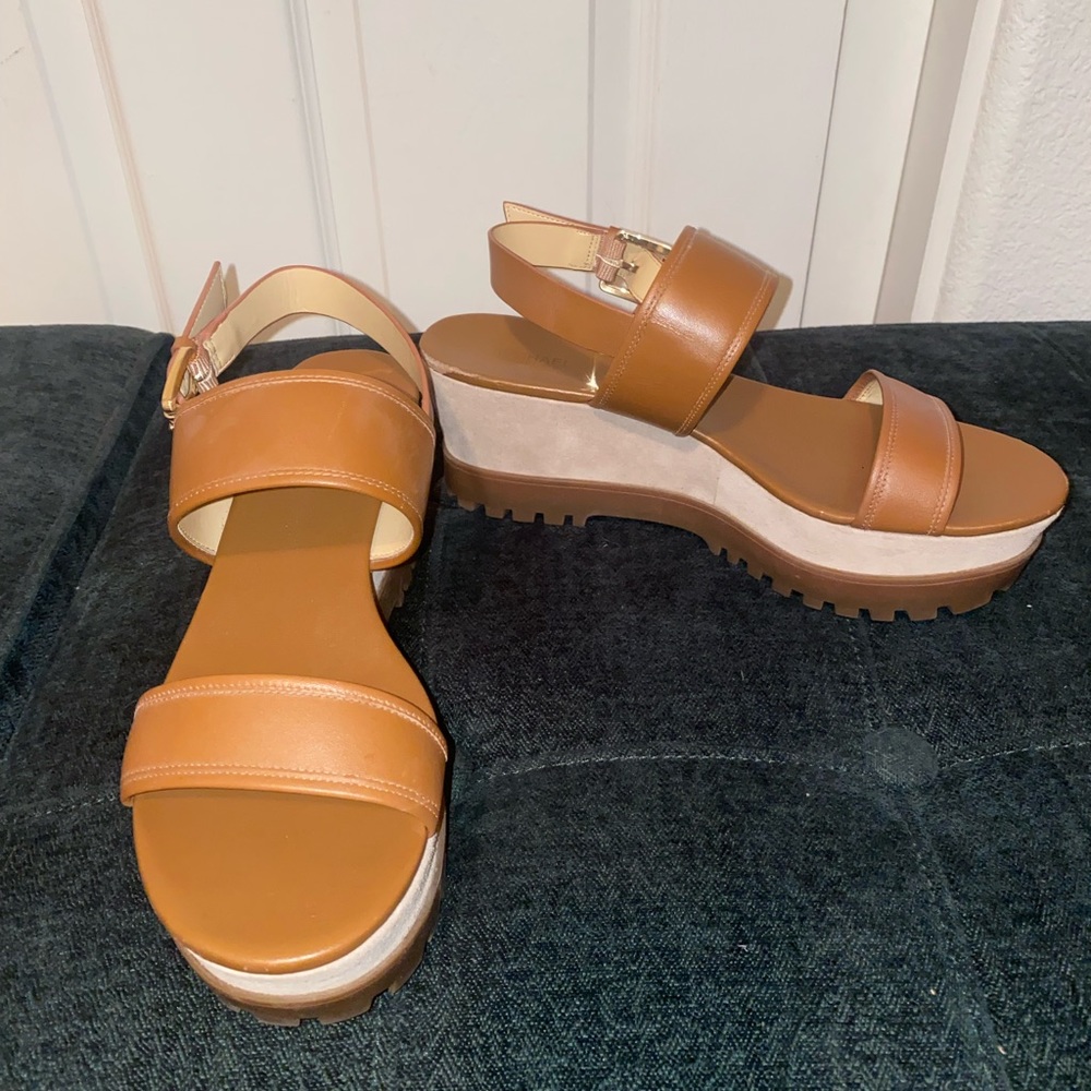 Tan platform heels
